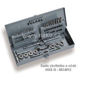VÖLKEL 49501 kazeta M3-M12 závitníky + očka HSS G  (M1-II)