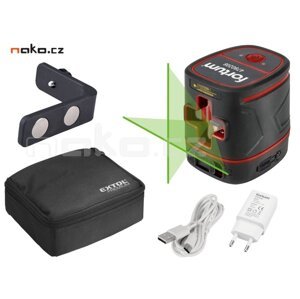 FORTUM 4780208 laser zelený liniový křížový samonivelační 3,7V 1,4Ah LiIon USB