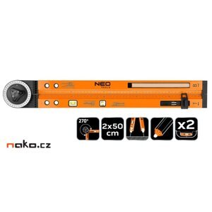 NEO TOOLS 72-225 multifunkční úhloměr stavitelný 500mm s tužkou, 2 libely