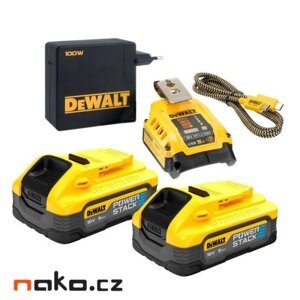 DeWALT DCB094H2 nabíjecí sada POWERSTACK 2x akumulátor 18V 5Ah XR LiIon USB-C, ORIGINÁL