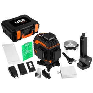 NEO TOOLS 75-140 křížový samonivelační 3D laser 3x 360° 25m se zeleným paprskem, LiIon