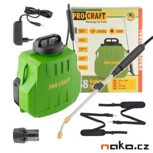 PROCRAFT AS8 aku postřikovač zádový 8 lit. LiIon 12V 2Ah