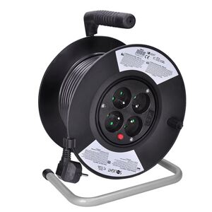 SOLIGHT PB01 prodlužovací kabel na bubnu, 4 zásuvky, 25m, černý kabel, 3x1,5mm2