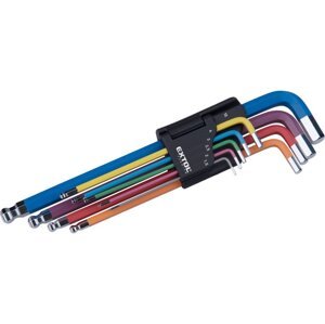 EXTOL PREMIUM 8819316 L-klíče IMBUS sada prodloužené barevné 9ks s kuličkou 1,5-10mm S2