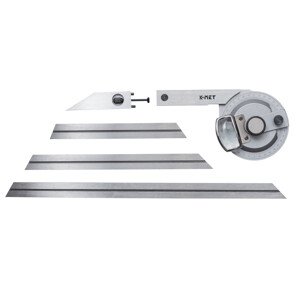 K-MET 1093 úhloměr s lupou a pravítky 80, 150, 195, 300mm 251624