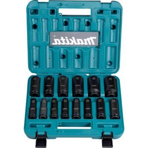 MAKITA E-16586 sada rázových hlavic prodloužených 1/2" IMPACT BLACK v kufru 14ks