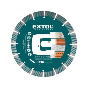 EXTOL INDUSTRIAL 8703038 kotouč diamantový 230x22,2x2,6mm Long Life Cut suché řezání