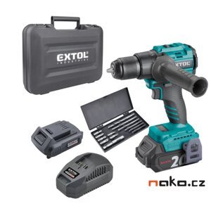 EXTOL INDUSTRIAL 8791804 příklepová aku vrtačka SHARE20V LiIon 2x 2Ah, BRUSHLESS