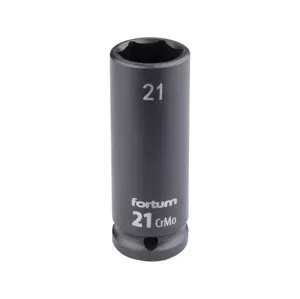 FORTUM 4703221 hlavice 1/2" nástrčná 21mm úderová průmyslová 78mm prodloužená CrMoV