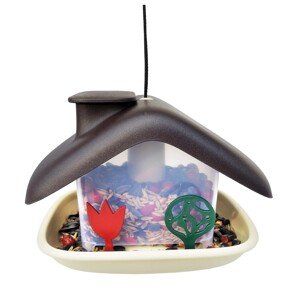 Plastia Krmítko pro ptáky Domek, hnědá, 15 x 16,5 x 21 cm