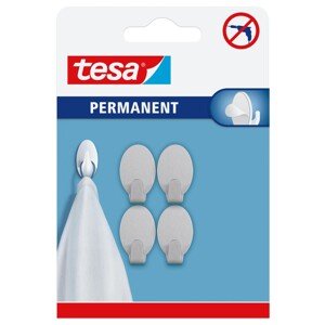 tesa Samolepicí háčky Permanent XS oválné, nerezová ocel, 4 ks