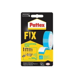 Pattex Oboustranná montážní lepicí páska FIX 80 KG, 19 mm x 1,5 m