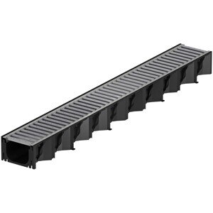 ACO Plastový žlab Hexaline s pozinkovaným krycím roštem 82 x 129 x 1000 mm