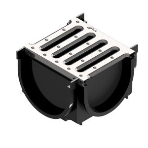 ACO Rohový díl pro žlaby 4all Mufle s pozinkovaným roštem, černý