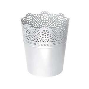 Prosperplast Květináč s krajou LACE bílý, pr. 16 cm