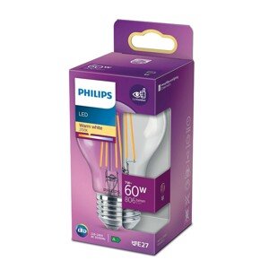 Philips Classic LED žárovka E27, 7 W, 806 lm, 2700 K, čirá
