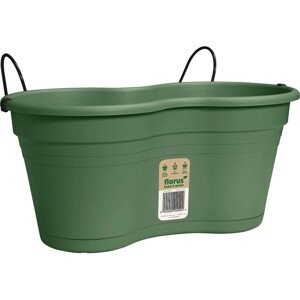 Florus Balkónový truhlík Mediterran s držákem, zelený, 21,5 x 27 x 36,7 cm