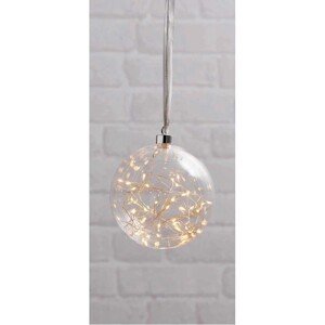 EGLO Svítící vánoční koule Glow, stříbrná/průhledná, pr. 15 cm