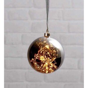 EGLO Svítící vánoční koule Glow, stříbrná/černá, pr. 15 cm