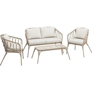 Lounge sestava s konferenčním stolkem Gordonvale, béžová, polyratan *