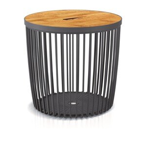 Prosperplast Plastový univerzální koš Clubo s bambus. víkem, antracit, pr. 38 cm
