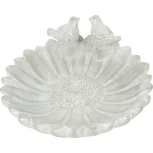 Ptačí pítko z cementu květina, šedá, pr. 25 x 10,5 cm