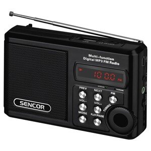 Sencor Kapesní rádio SRD 215 B s USB/MP3, černá