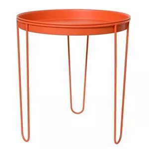 Kovový odkládací stolek, oranžová, pr. 31 x 34 cm