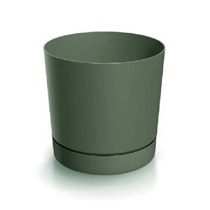 Prosperplast Květináč TUBO P s miskou, borovicově zelená, pr. 17,8 x 17,5 cm