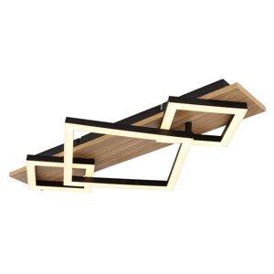 GLOBO Stropní LED svítidlo BEATRIX I, 4W 2900lm 3000K, černá/dřevo, 54 x 31,2 cm