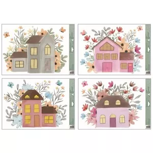 Anděl Přerov Okenní fólie s glitry - domky 35 x 50 cm, různé druhy, 1 ks
