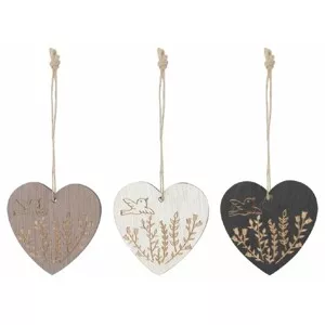Anděl Přerov Srdce dřevěné 6 x 6,5 x 0,5 cm na zavěšení, 6 ks v krabičce