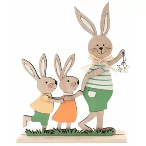 Anděl Přerov Dekorace - zaječí rodina 18 x 22 x 4,5 cm na postavení