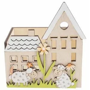 Anděl Přerov Dekorační ohrádka - ovce dřevěná 11 x 13 x 7,5 cm