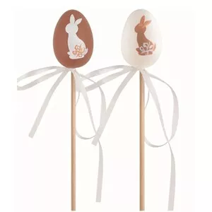 Anděl Přerov Velikonoční vejce plastové - hn.zajíčci 4cm+špejle různé druhy 1ks