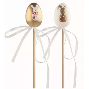 Anděl Přerov Velikonoční vejce plastové - zl.zajíčci 4cm+špejle různé druhy 1ks