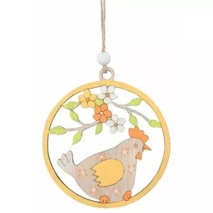 Anděl Přerov Závěsná dekorace dřevěná - slepice 9 x 9 x 0,5 cm