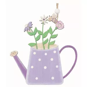 Anděl Přerov Konev dřevěná fialová 12 x 13 x 0,5 cm na zavěšení