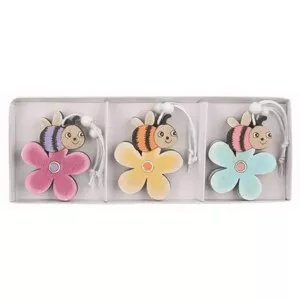 Anděl Přerov Včelky na květině dřevěné 4,5 x 5,5 x 0,5 cm na zavěšení, 6 ks