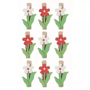 Anděl Přerov Kytka dřevěná 3,5 x 2,5 x 0,2 cm na kolíčku, 9 ks v sáčku
