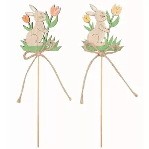 Anděl Přerov Zajíc v trávě dřevěný 4,5 x 5,5 x 0,5 cm + špejle, různé druhy