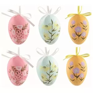 Anděl Přerov Velikonoční vejce plastová - květiny 6 cm na zavěšení, 6 ks v sáčku