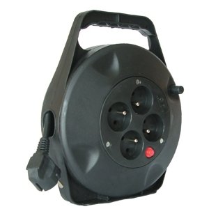 Solight prodlužovací kabel na bubnu, 4 zásuvky, černý, 10m PB21