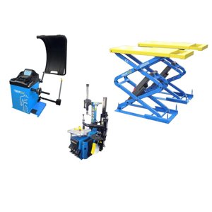 SET 3 MAXI - Automatická zouvačka TC03, vyvažovačka TW02 3D a nůžkový zvedák do podlahy se3m