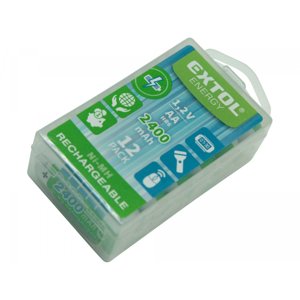 EXTOL ENERGY Baterie nabíjecí, 12ks, AA (HR6), 1,2V, 2400mAh, NiMh 42063