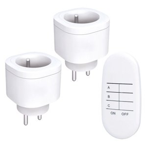 Solight dálkově ovládané zásuvky set 2 + 1, 2 zásuvky, 1 ovladač, learning code DY08