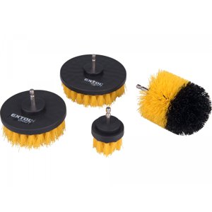 EXTOL CRAFT Sada čistících kartáčů na vrtačku 4ks, stopka 1/4"x25mm 904000