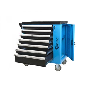 Dílenský montážní vozík vybavený, 243 ks nářadí, 7 zásuvek a skříňka - GEKO G10833 G10833