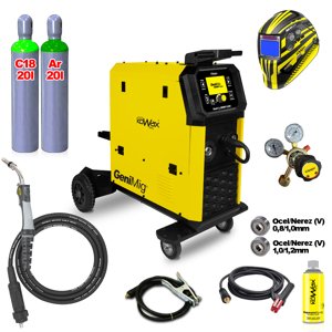 KOWAX GeniMig350DP LCD5 + plná Argon Láhev + Co2 Láhev + Ventil + Sprej + Hořák + Kabely KWXSTGM350DP_S04Qv