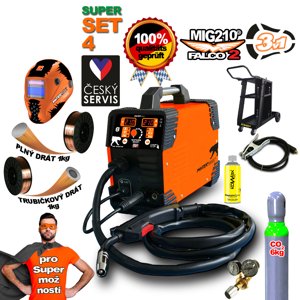 PANTERMAX MIG210FALCO 2 invertorová svářečka MIG/MMA + Kukla + Kabely 2m + Hořák + Podvozek + Red. Ventil + plná Co2 láh PMMIG210-2_S04